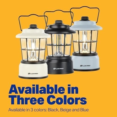 LUXPRO Retro Filament LED Lantern – Vintage Battery-Powered Camping Lantern with Adjustable Warm & Bright White Light
