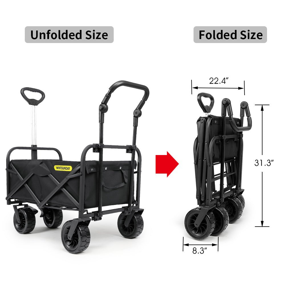 Whitsunday Folding Wagon – 8″ Heavy-Duty Wheels with Push Bar (Standard Size PLUS)