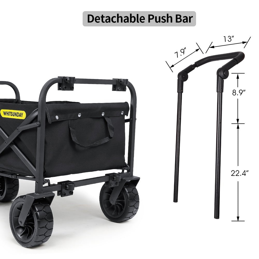 Whitsunday Folding Wagon – 8″ Heavy-Duty Wheels with Push Bar (Standard Size PLUS)