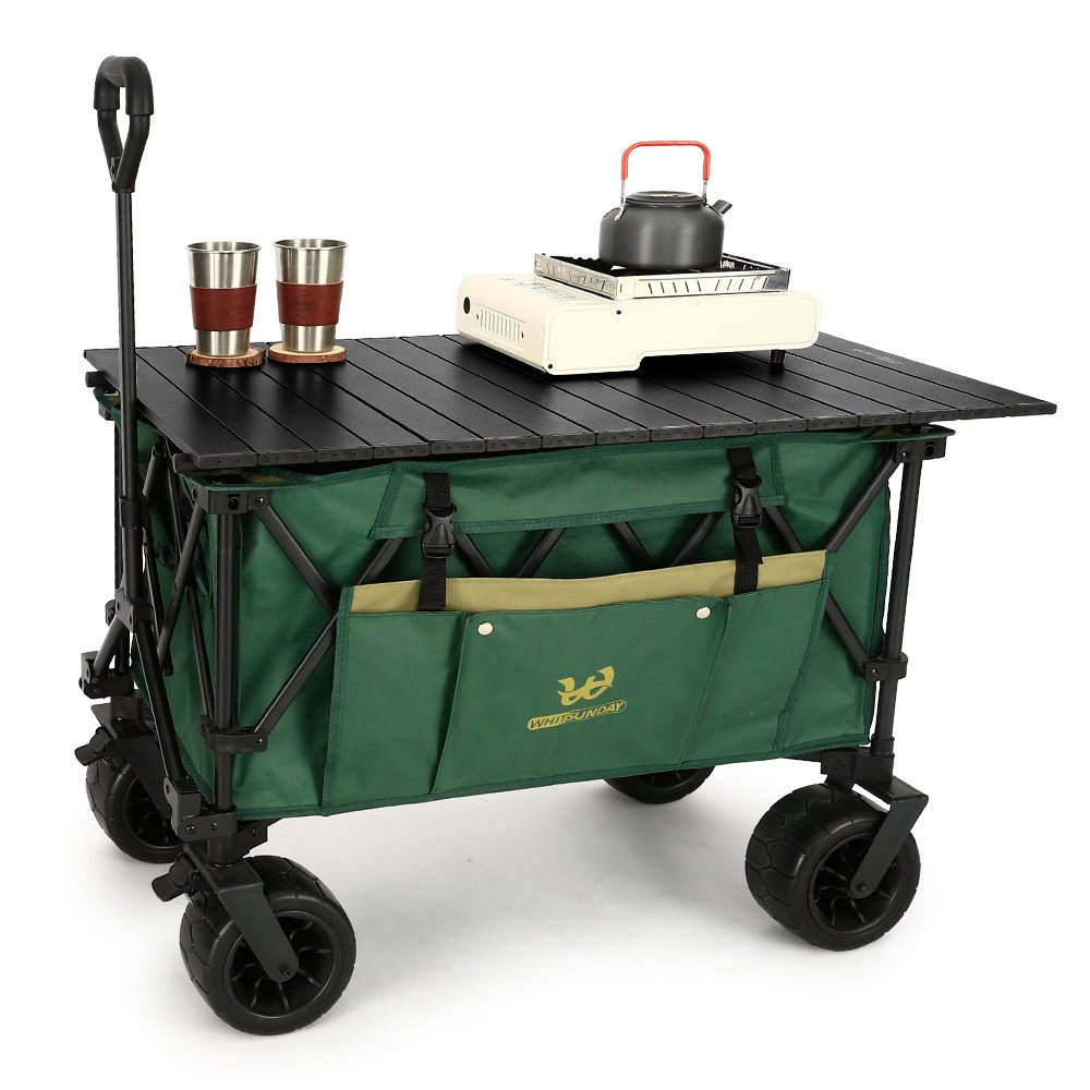Whitsunday Moko Compact Plus Outdoor Camping & Garden Folding Wagon Cart with Table Plate
