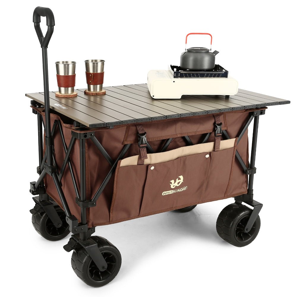 Whitsunday Moko Compact Plus Outdoor Camping & Garden Folding Wagon Cart with Table Plate
