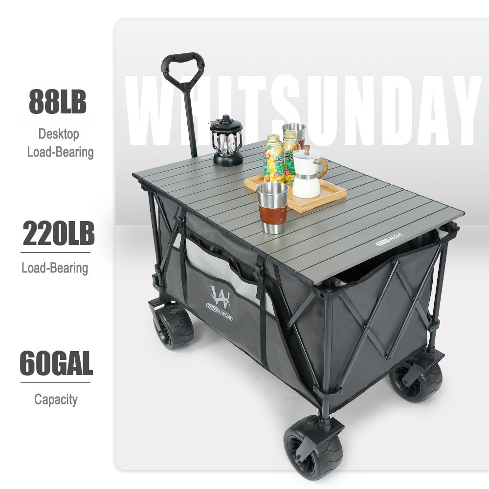 Whitsunday Moko Large Folding Wagon Cart with Aluminum Table Plate