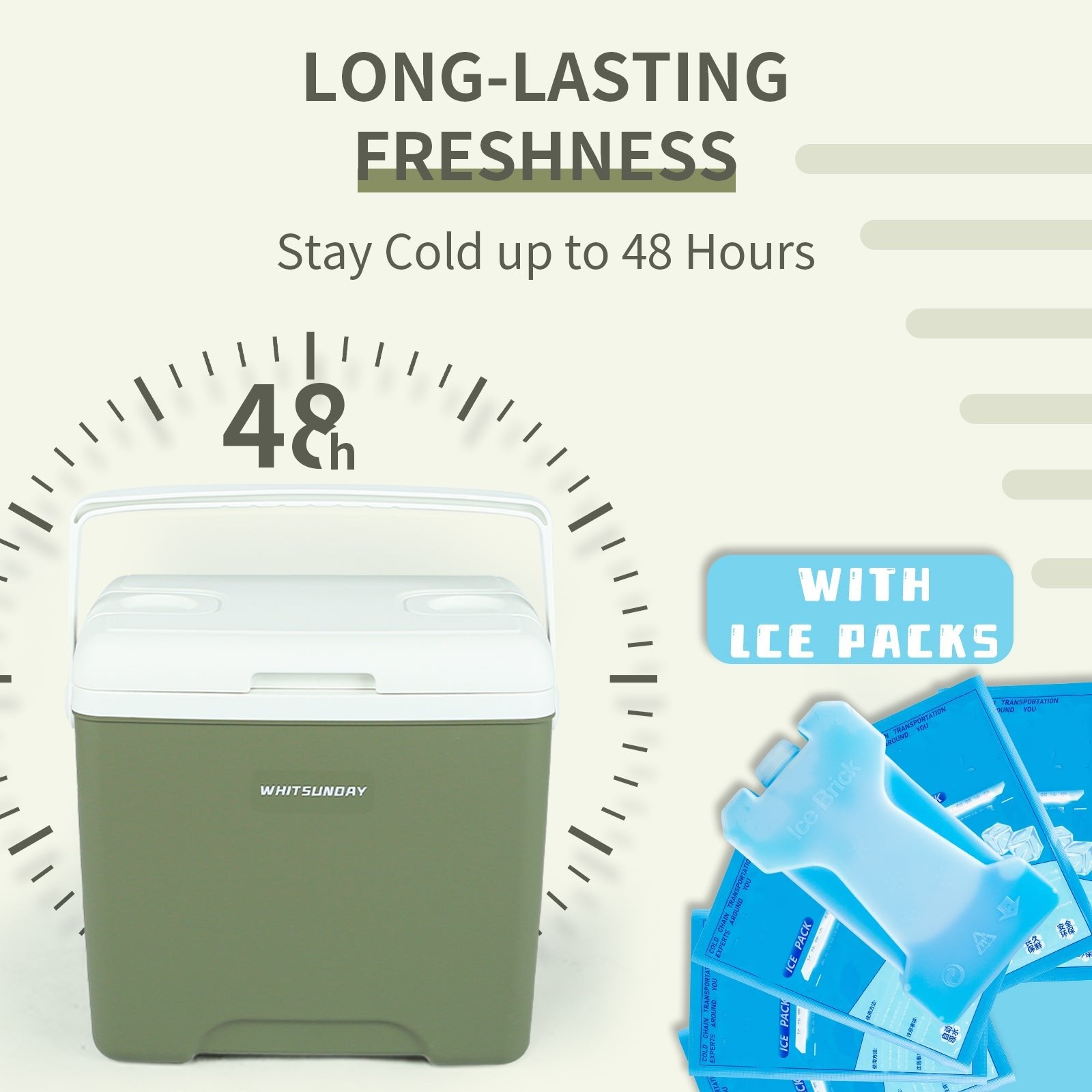 Whitsunday Insulated Portable Cooler with Ice Retention Insulation