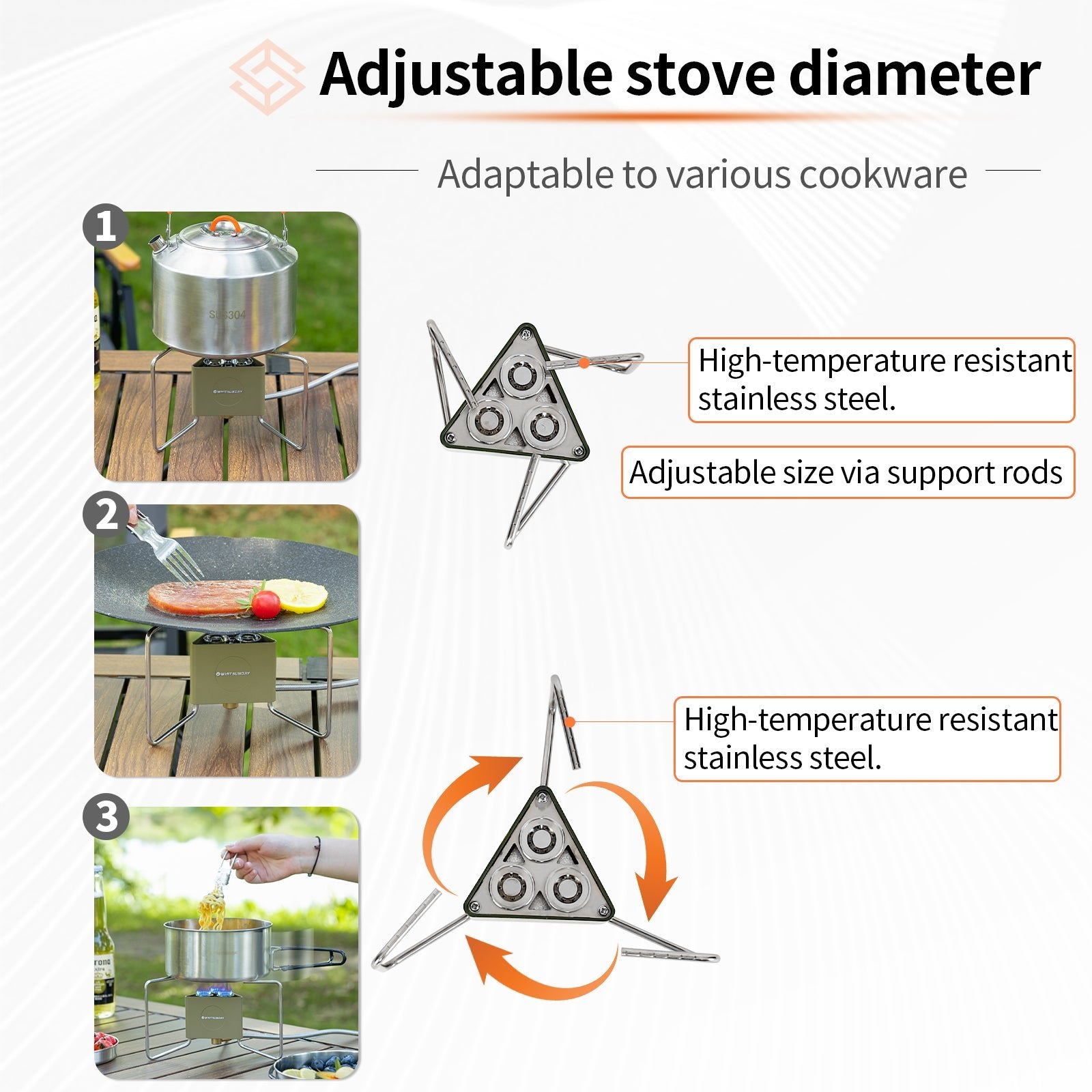 Whitsunday 8000W Camping Stove with 3 Brass Burners