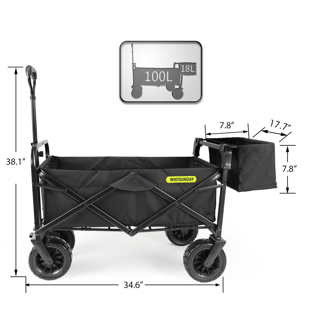 Whitsunday Folding Wagon – 8″ Heavy-Duty Wheels with Rear Storage (Standard Size PLUS)