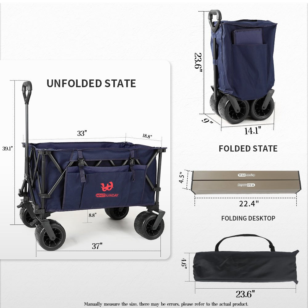 Whitsunday Moko Compact Plus Outdoor Camping & Garden Folding Wagon Cart with Table Plate