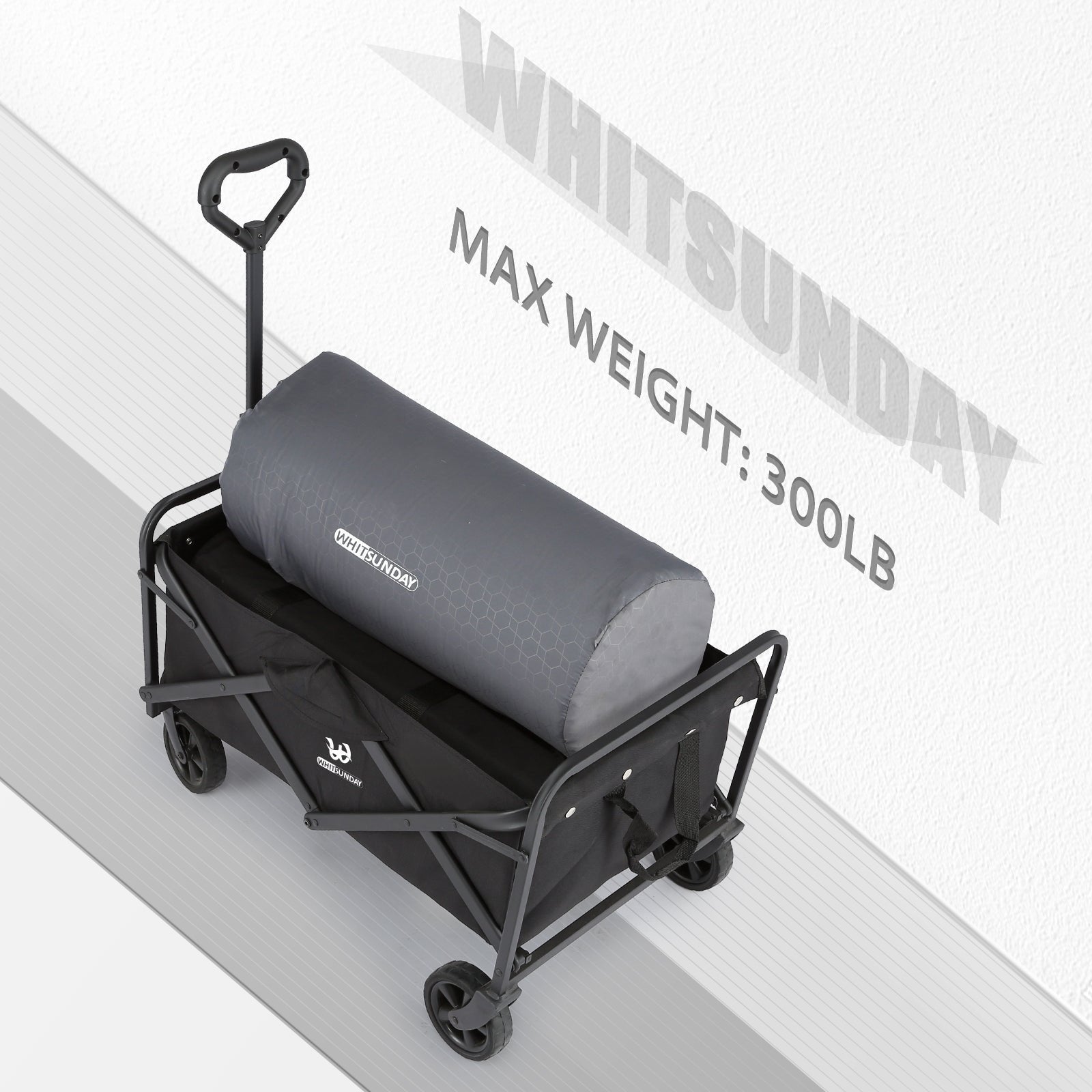 Whitsunday Collapsible Folding Garden Wagon – 5″ Solid Rubber Wheels