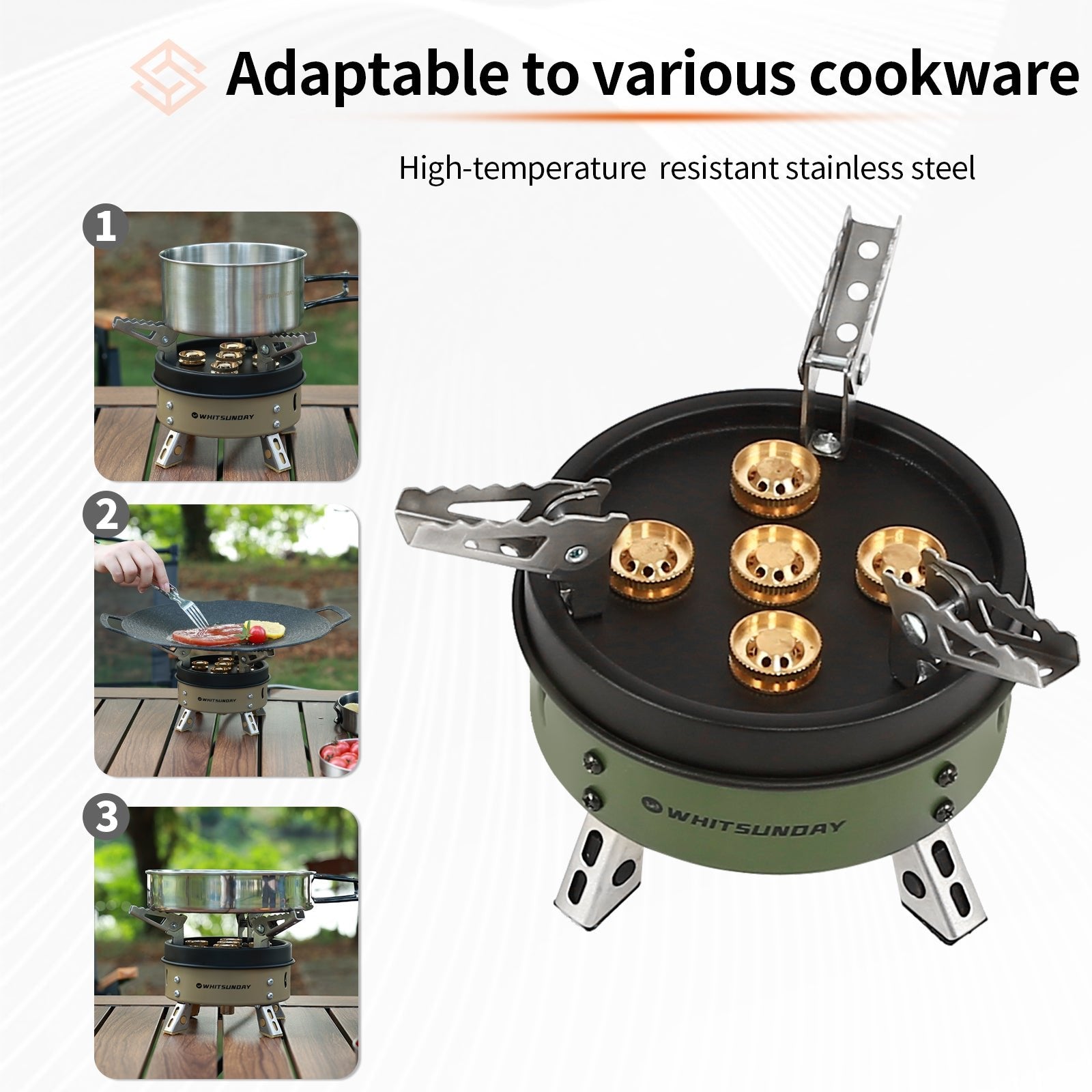 Whitsunday 11000W Camping Stove with 5 Brass Burners