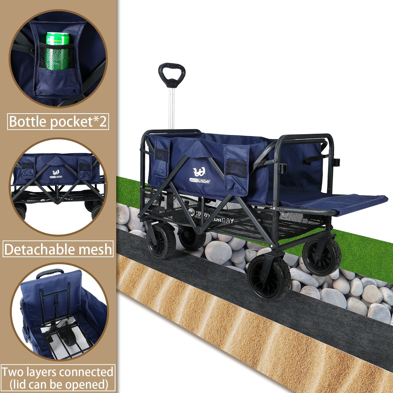 Whitsunday Collapsible Double Decker Wagon with Tailgate & All-Terrain Wheels