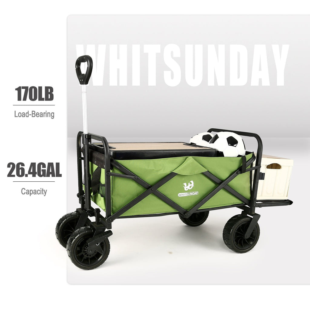 Whitsunday Folding Outdoor Wagon Cart – 8″ Fat Wheels with Brake & Tailgate