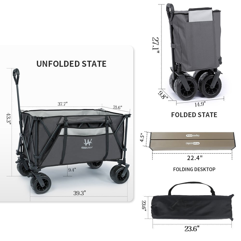 Whitsunday Moko Large Folding Wagon Cart with Aluminum Table Plate