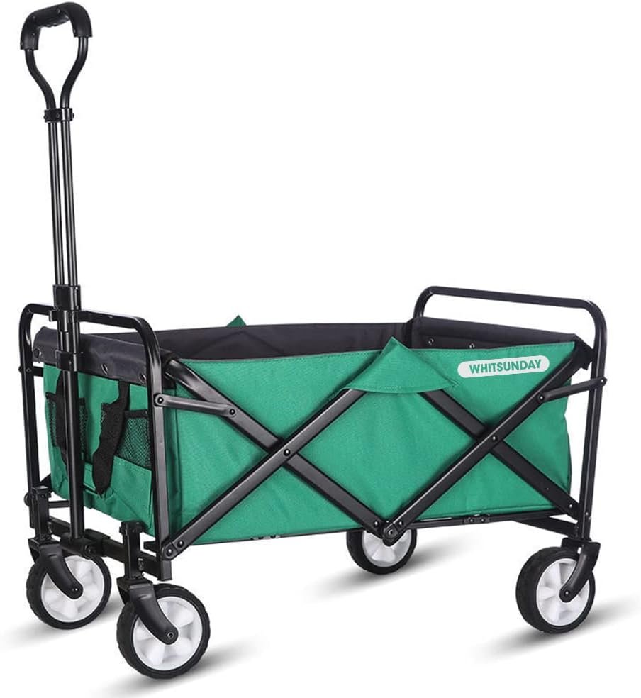 Whitsunday Collapsible Folding Garden Wagon – 5″ Solid Rubber Wheels
