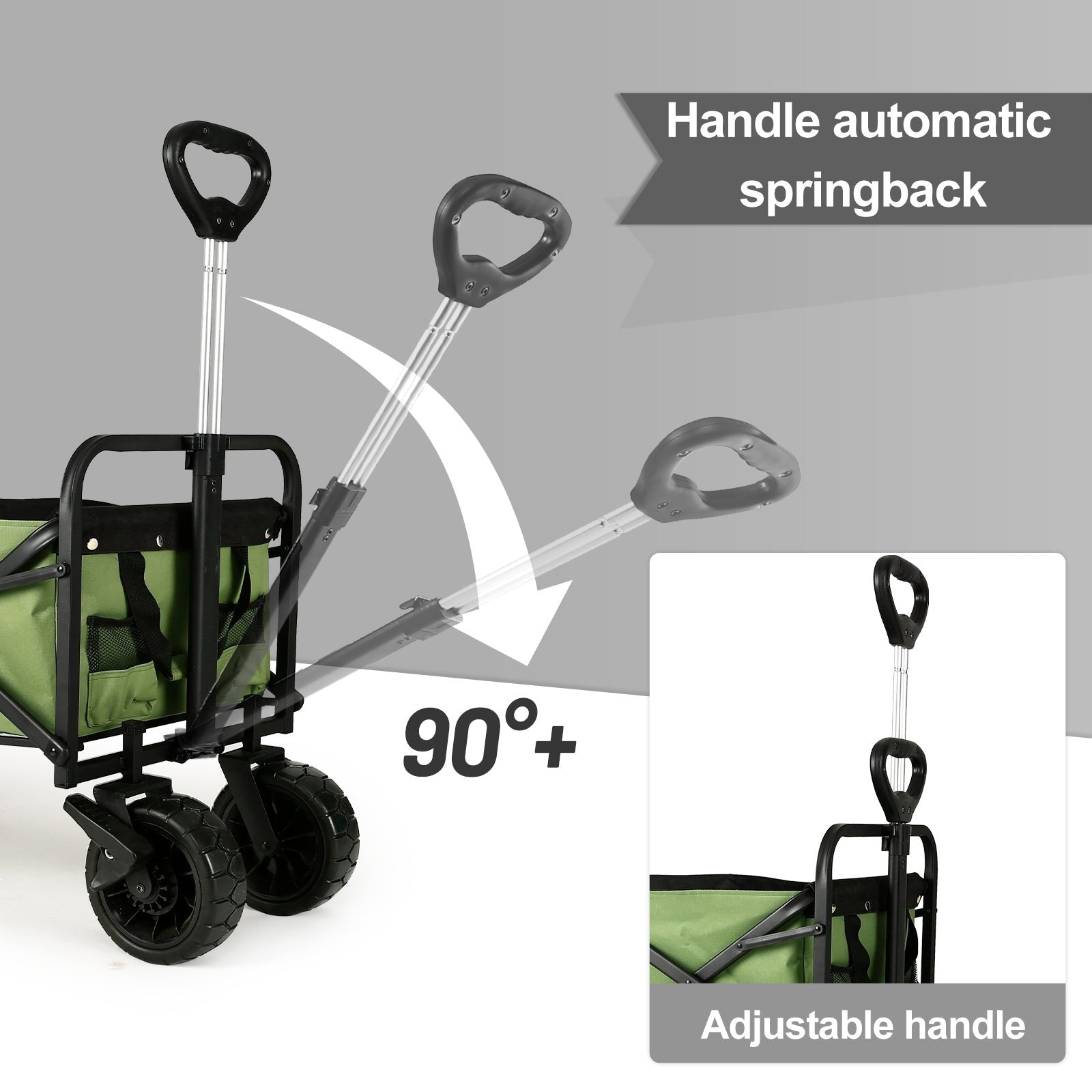 Whitsunday Folding Outdoor Wagon Cart – 8″ Fat Wheels with Brake & Tailgate