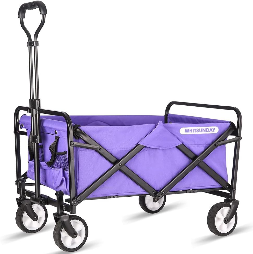 Whitsunday Collapsible Folding Garden Wagon – 5″ Solid Rubber Wheels