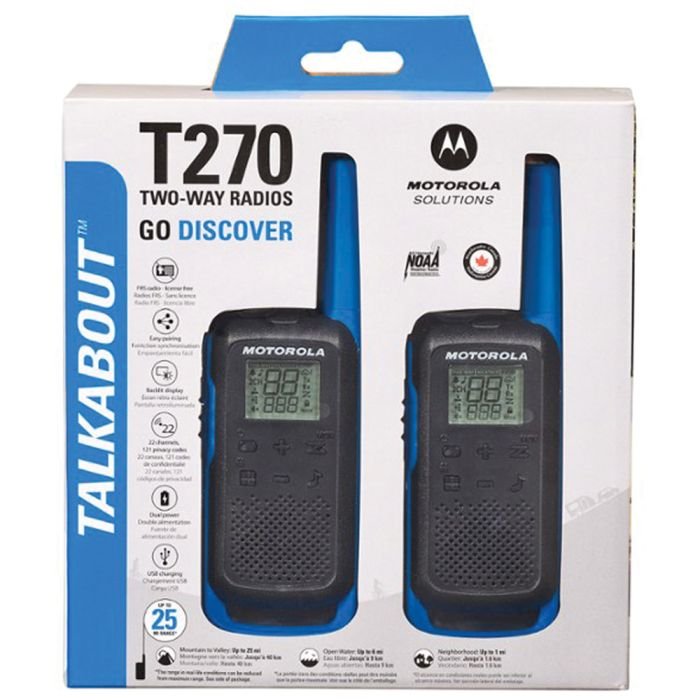 Talkabout T270 Rechargeable 2-Way Radio in Black with Blue