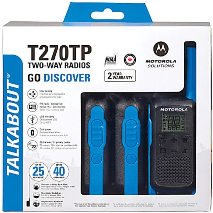 Talkabout T270 Rechargeable 2-Way Radio in Black with Blue