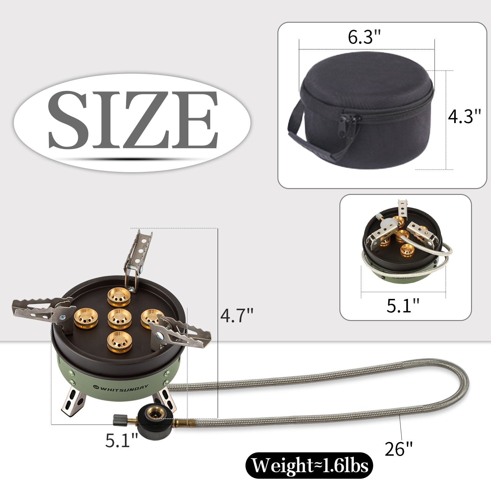 Whitsunday 11000W Camping Stove with 5 Brass Burners