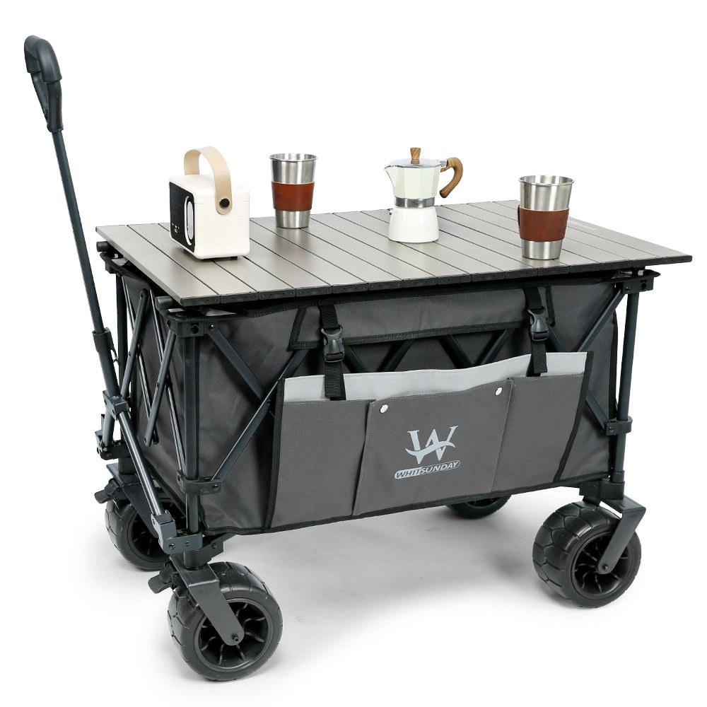 Whitsunday Moko Compact Plus Outdoor Camping & Garden Folding Wagon Cart with Table Plate