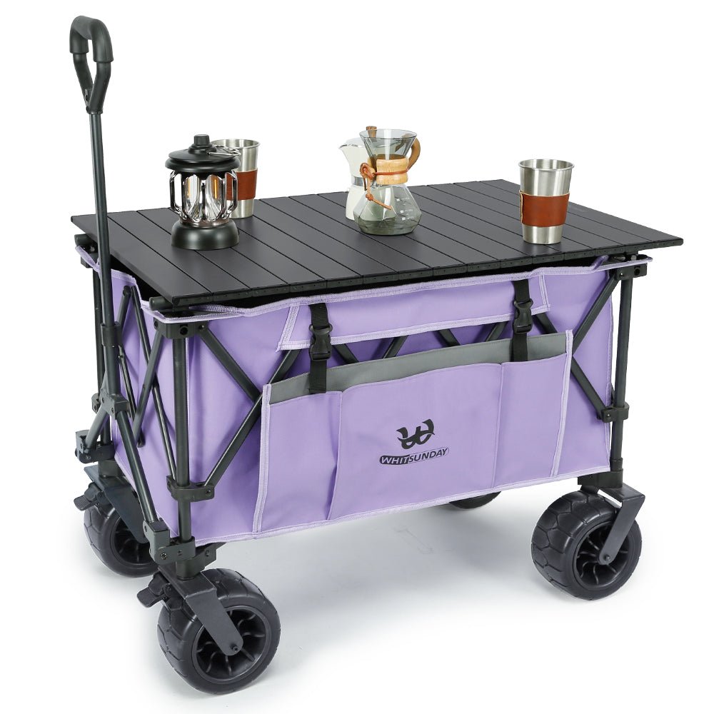 Whitsunday Moko Compact Plus Outdoor Camping & Garden Folding Wagon Cart with Table Plate