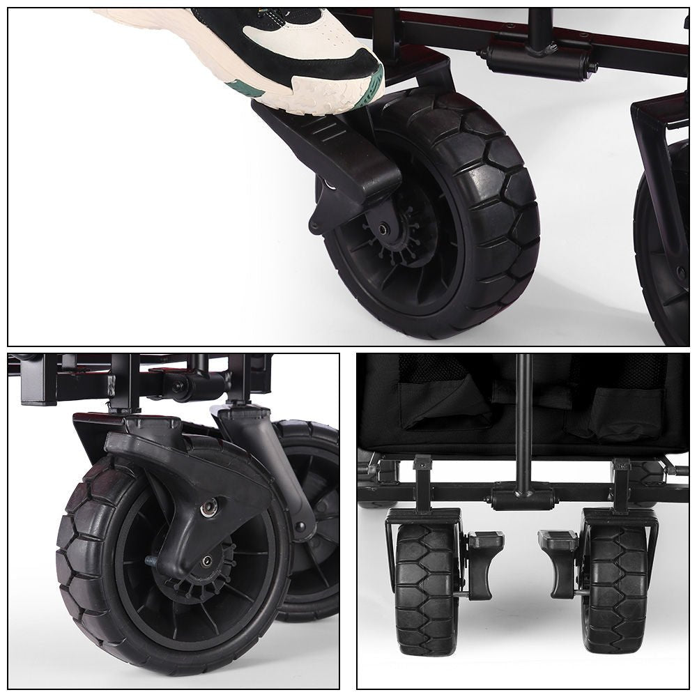 Whitsunday Folding Wagon – 8″ Heavy-Duty Wheels with Push Bar (Standard Size PLUS)