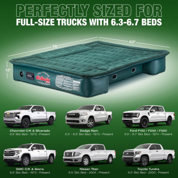 AirBedz Lite Overlanding Truck Bed Air Mattress with Portable DC Air Pump