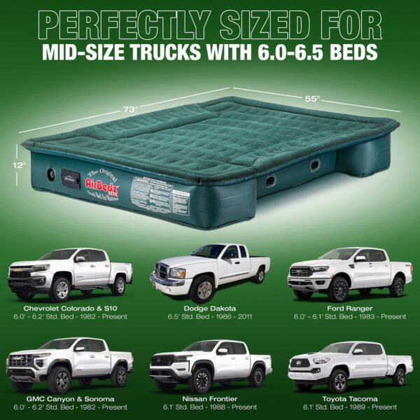 AirBedz Lite Overlanding Truck Bed Air Mattress with Portable DC Air Pump
