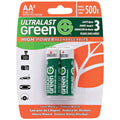Ultralast ULGHP2AA Green High-Power Rechargeable AA NiMH Batteries – 1.2V 2,400mAh (Available in 2 Pack & 4 Pack)