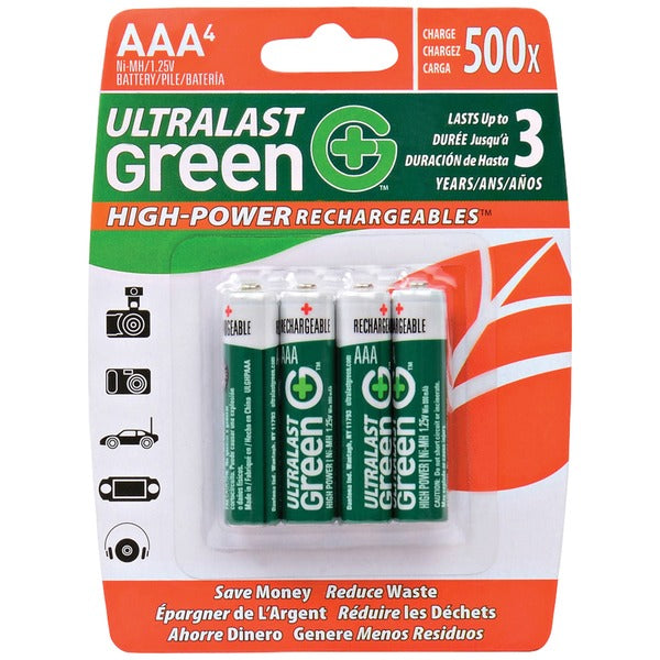Ultralast ULGHP2AAA Green High-Power Rechargeable AAA NiMH Batteries – 1.2V 800mAh (Available in 2 Pack & 4 Pack)