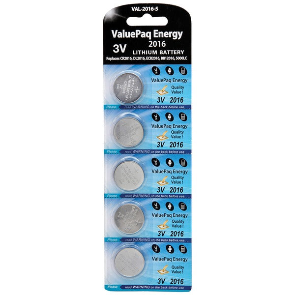 Dantona VAL-2016 ValuePaq Energy CR2016 3V Lithium Coin Cell Batteries – Available in 2 Pack & 5 Pack