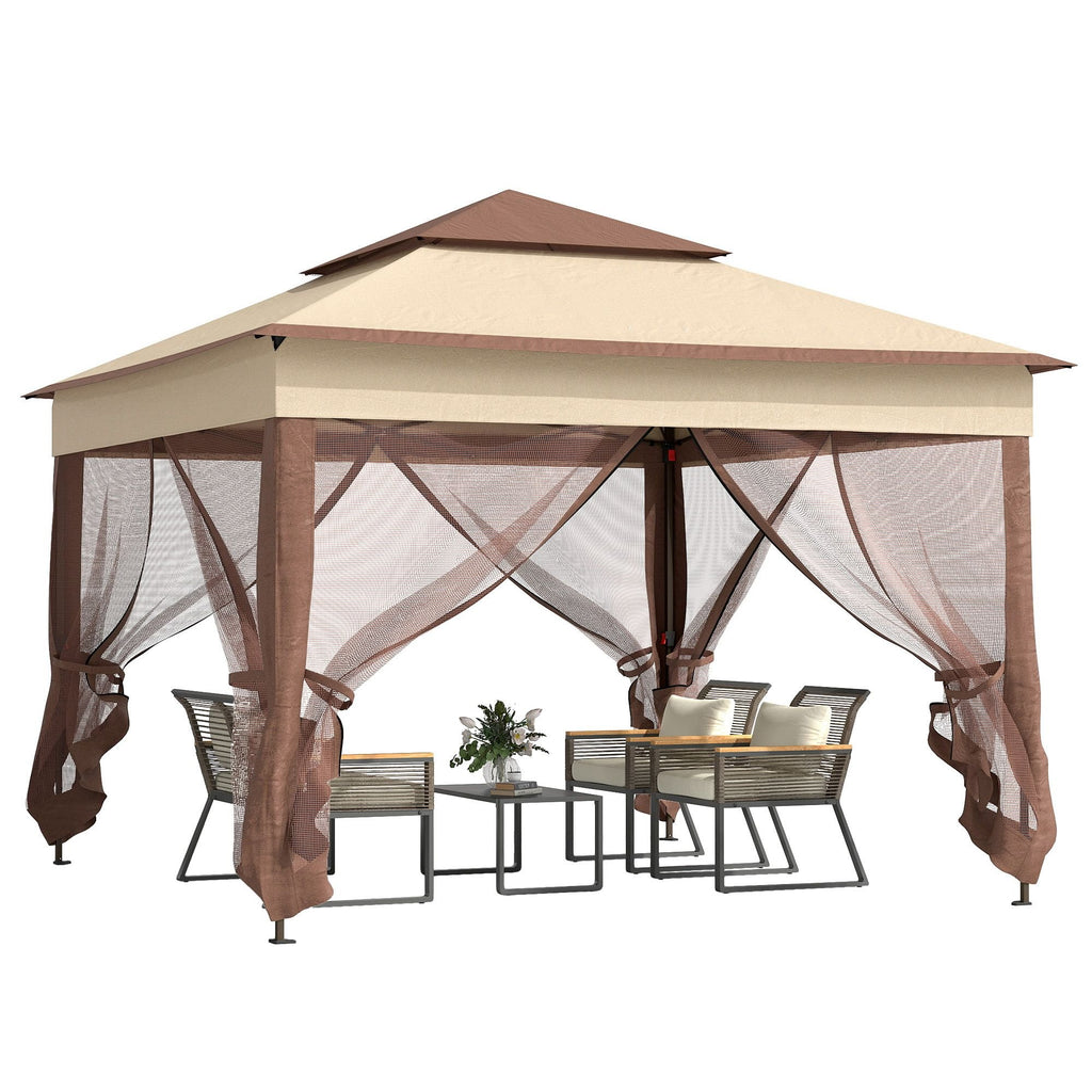 Outdoor Patio Pop Up Canopy Gazebo Shelter with Zipper Netting, Carry Bag