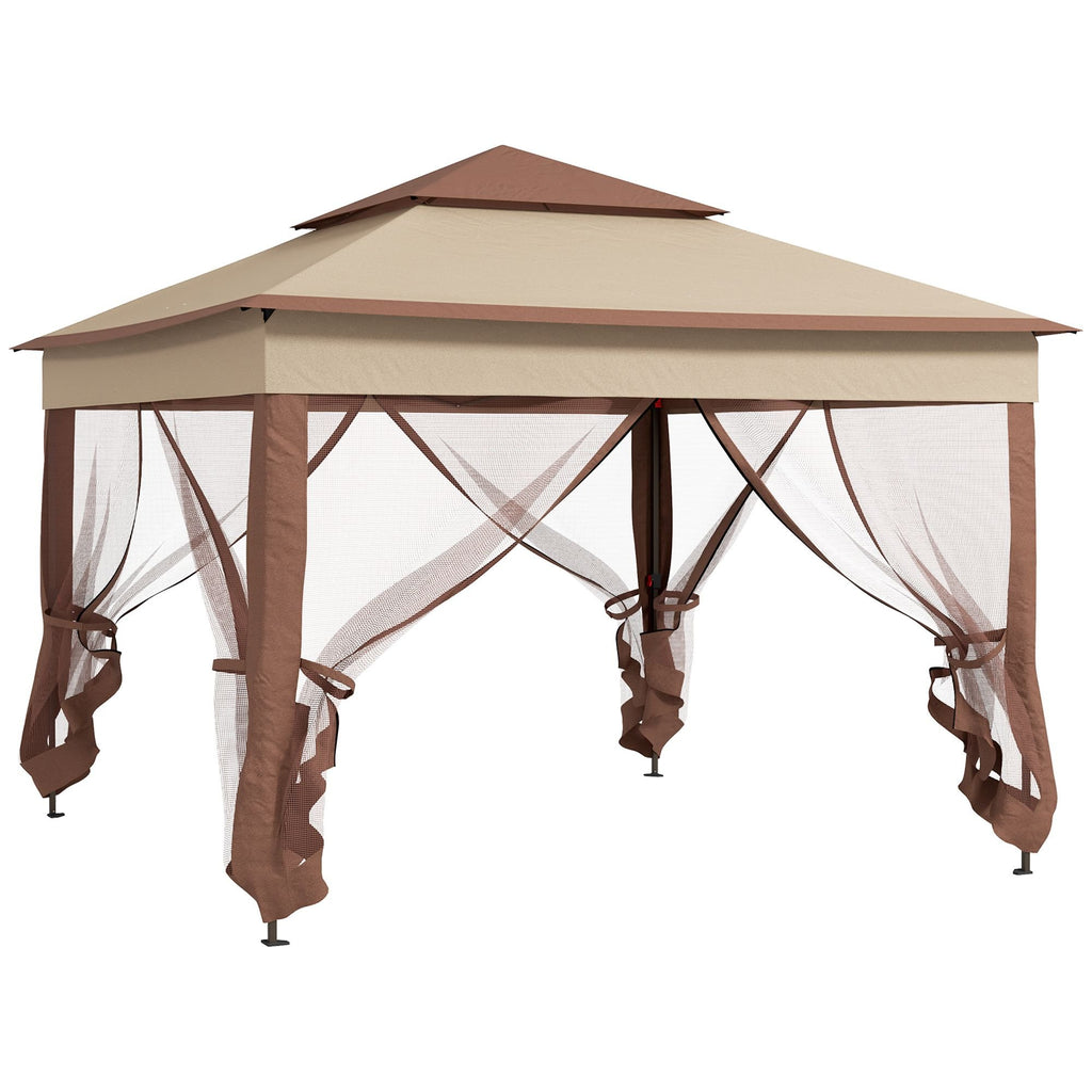 Outdoor Patio Pop Up Canopy Gazebo Shelter with Zipper Netting, Carry Bag