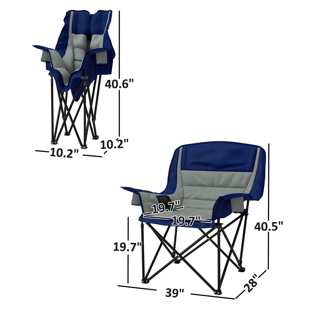 Padded Folding Camping Chair - Portable with Cup Holder & Side Pockets