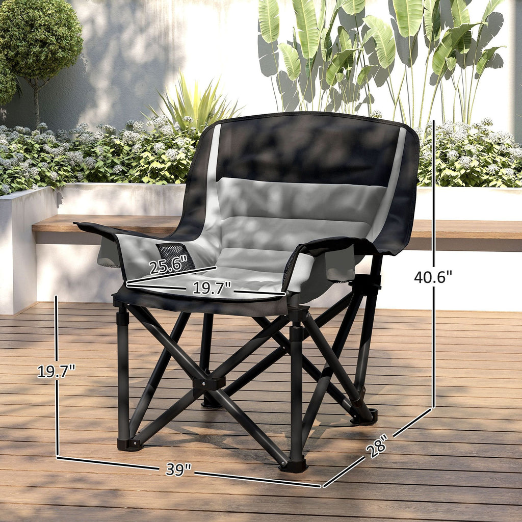 Padded Folding Camping Chair - Portable with Cup Holder & Side Pockets