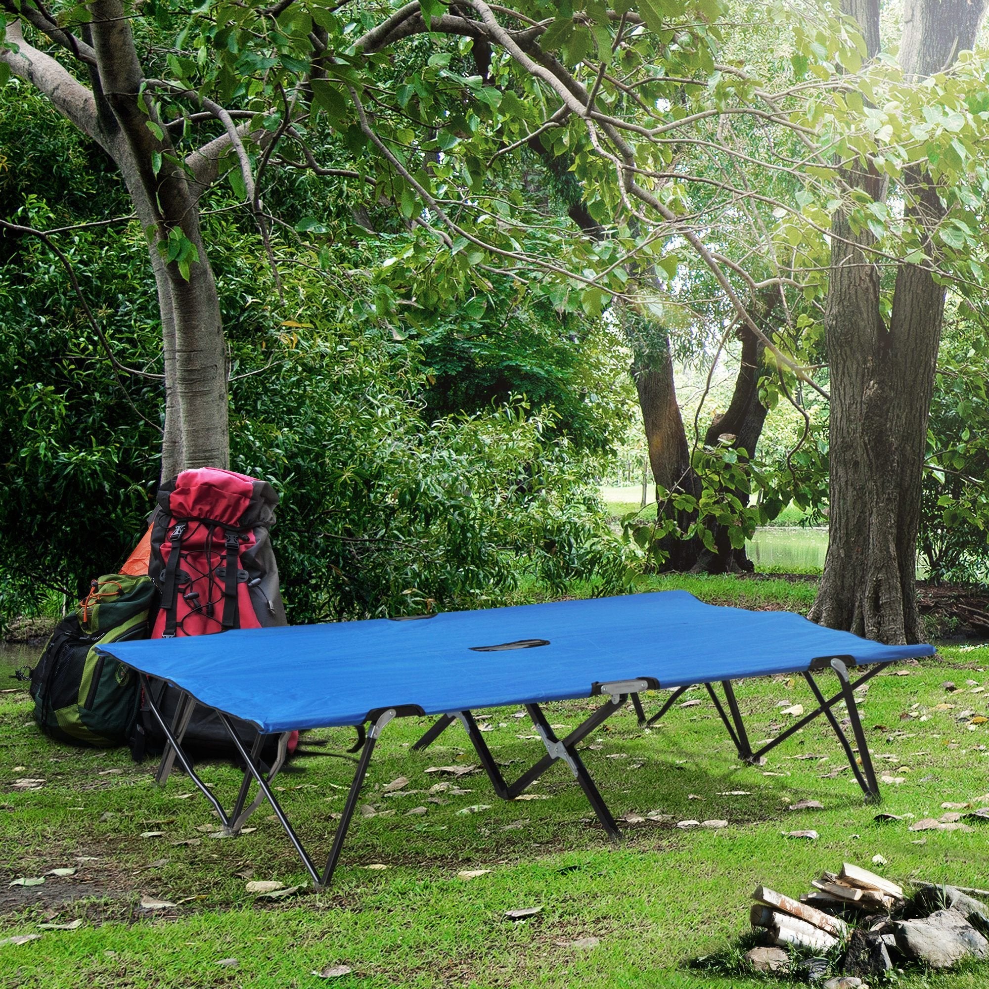 2-Person Folding Camp Cot - 50" Wide Elevated Sleeping Bed
