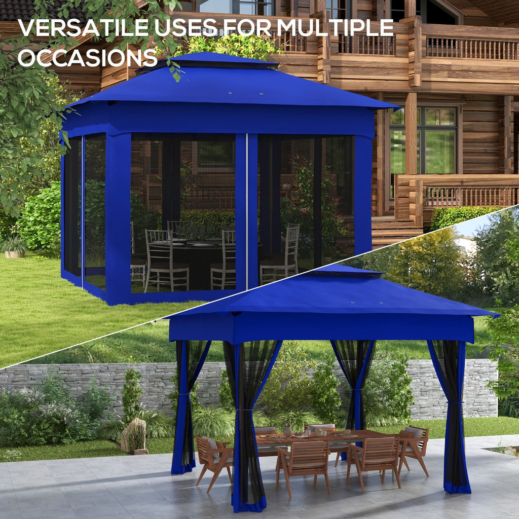 Outdoor Patio Pop Up Canopy Gazebo Shelter with Zipper Netting, Carry Bag