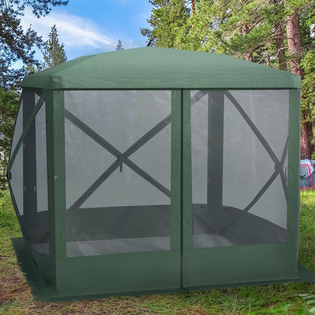 Outsunny Pop-Up Camping Canopy Gazebo – Screen Shelter Party Tent, 1-Person Easy Setup with Ventilating Mesh & Carry Bag