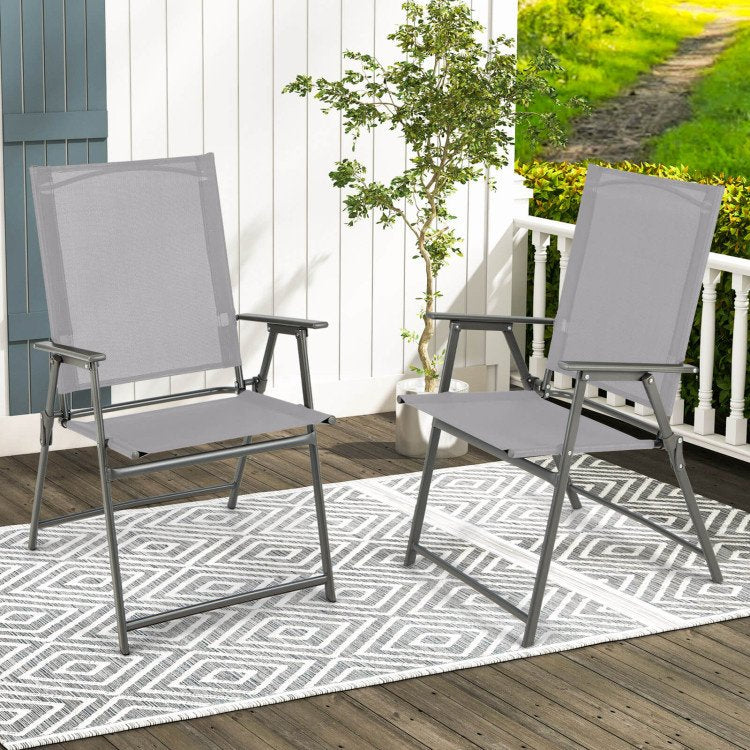 Set of 4 Folding Patio Chairs - Rustproof Metal Frame
