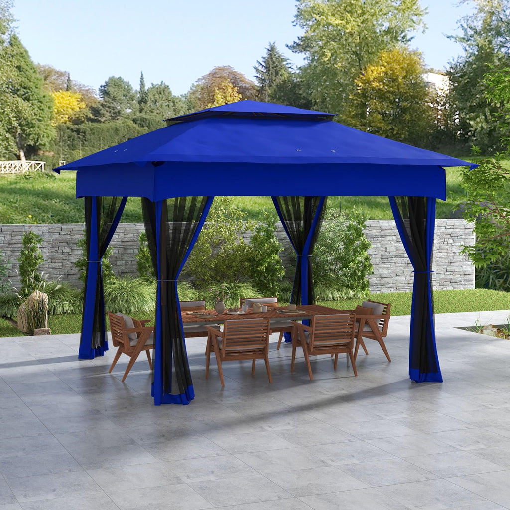 Outdoor Patio Pop Up Canopy Gazebo Shelter with Zipper Netting, Carry Bag