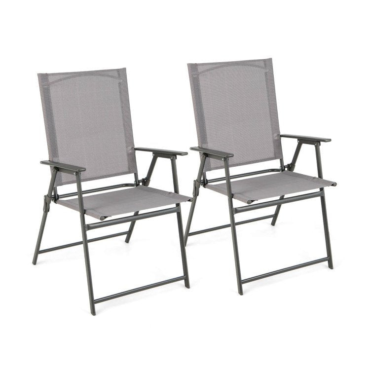 Set of 4 Folding Patio Chairs - Rustproof Metal Frame