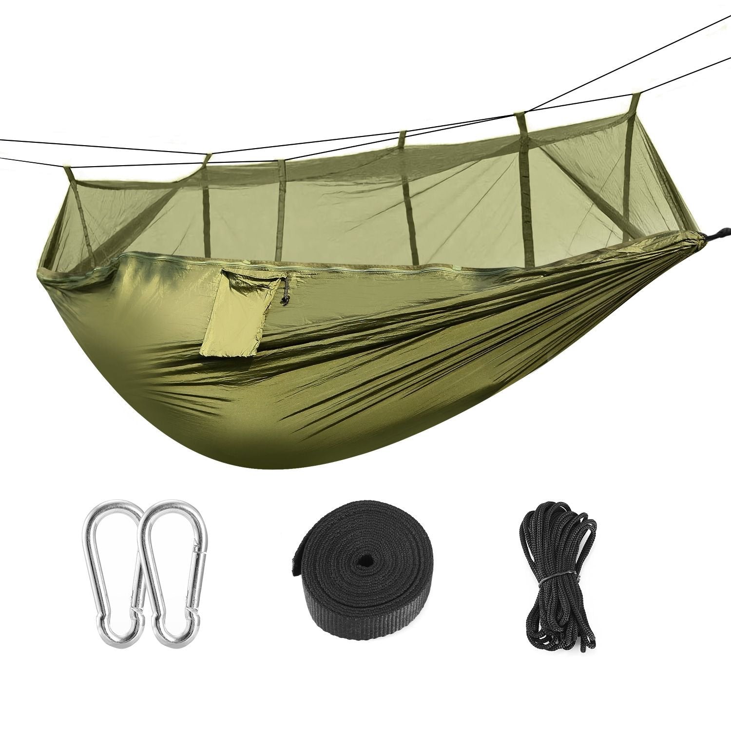 2-Person Hammock with Mosquito Net – 600 lb Load, Portable Nylon Camping Swing