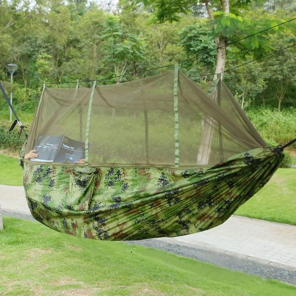 Portable Double Camping Hammock - Mosquito Net, 600 lb Capacity