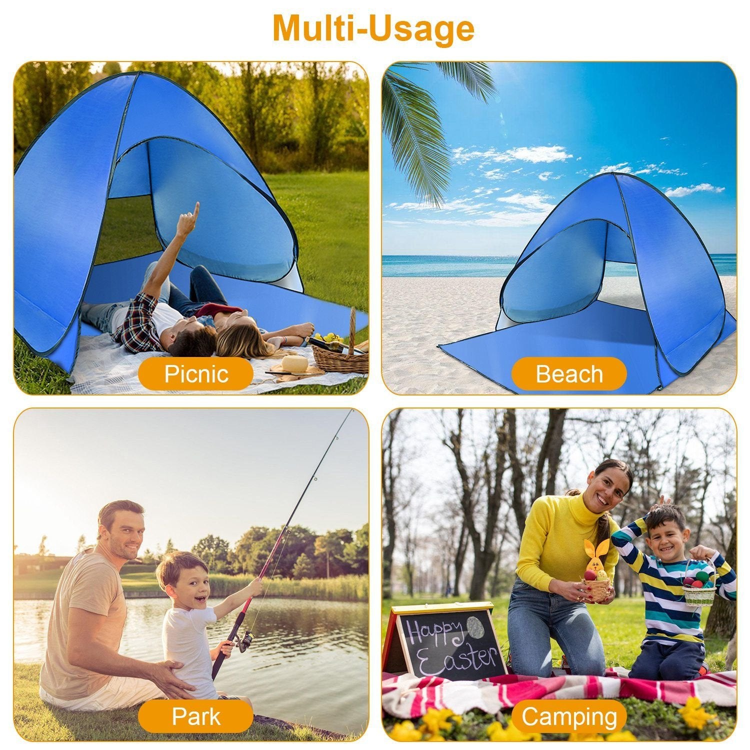 Pop-Up Beach Tent Sun Shade Shelter – Anti-UV, Waterproof with Net Window & Storage Bag for 2-3 People