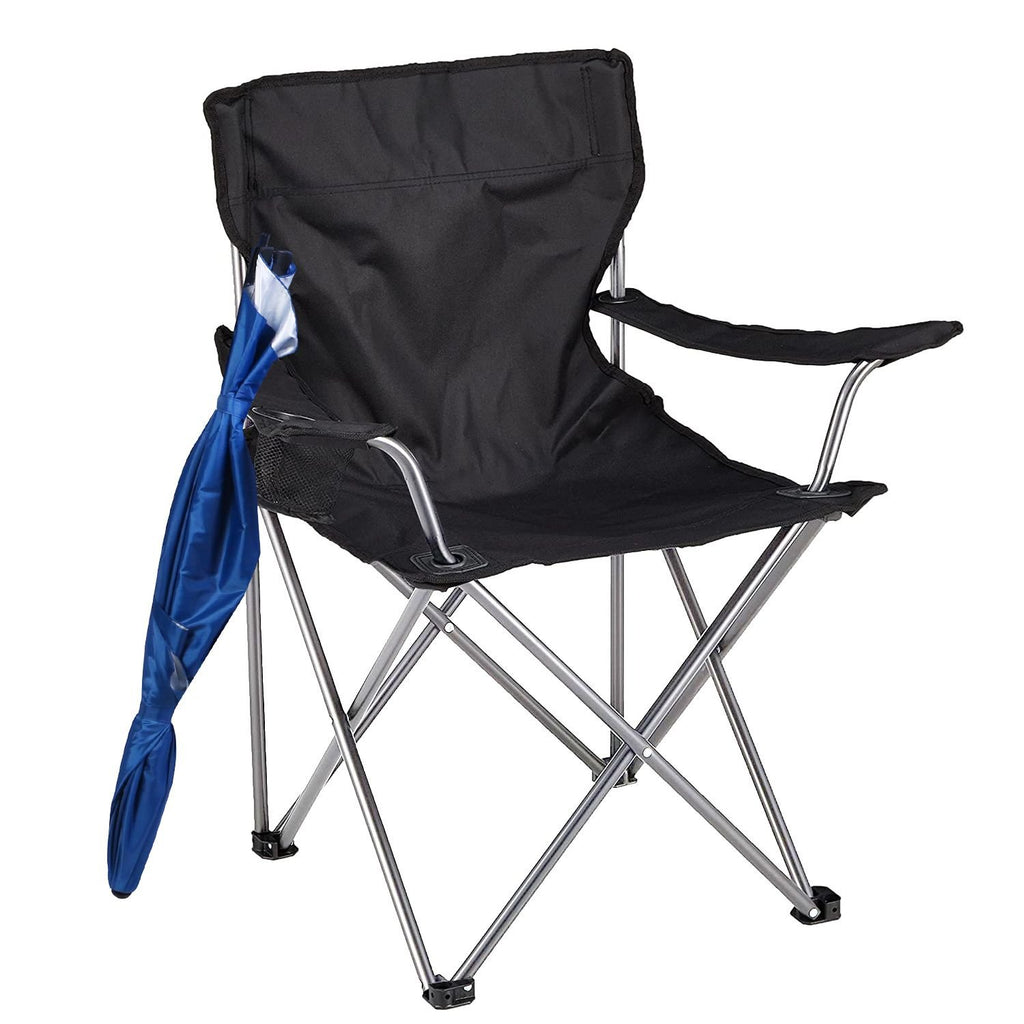Foldable Beach Chair with Adjustable Canopy, Cup Holder, and Carry Bag