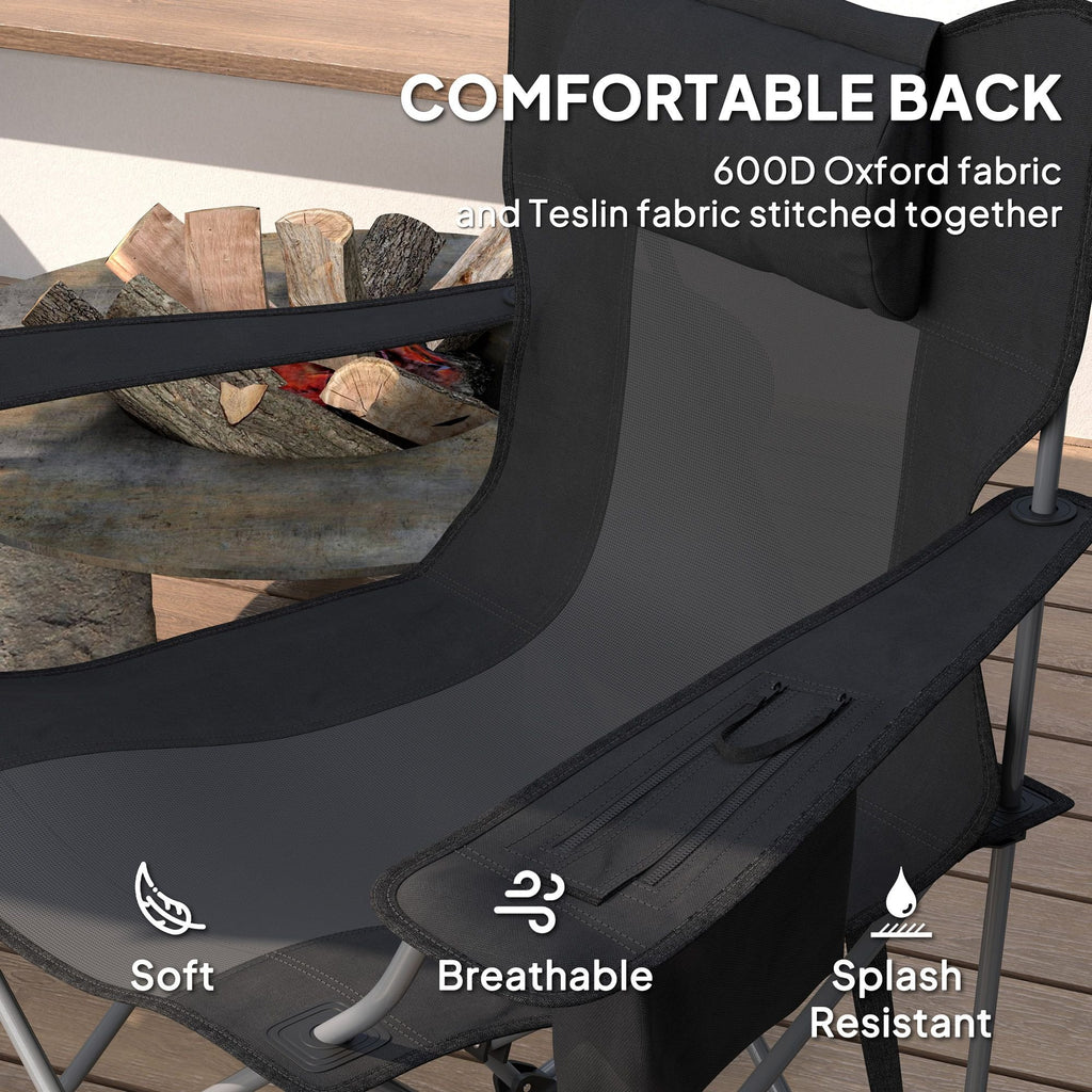 Folding Rocking Camping Chairs - Portable with Headrest, Cooler & Cup Holder