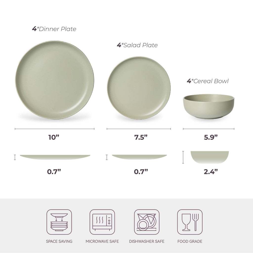 12-Piece Stoneware Dinnerware Set – Microwave & Dishwasher Safe, Non-Toxic, Stackable