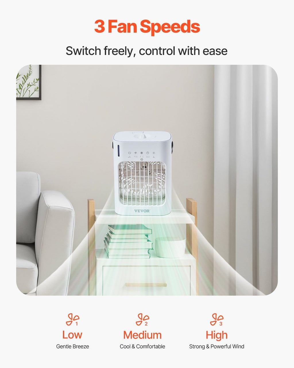 4-in-1 Portable Evaporative Air Conditioner – Remote Control with 3 Speeds