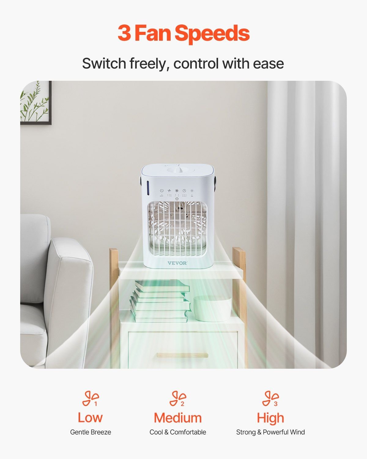 4-in-1 Portable Evaporative Air Conditioner – Remote Control with 3 Speeds