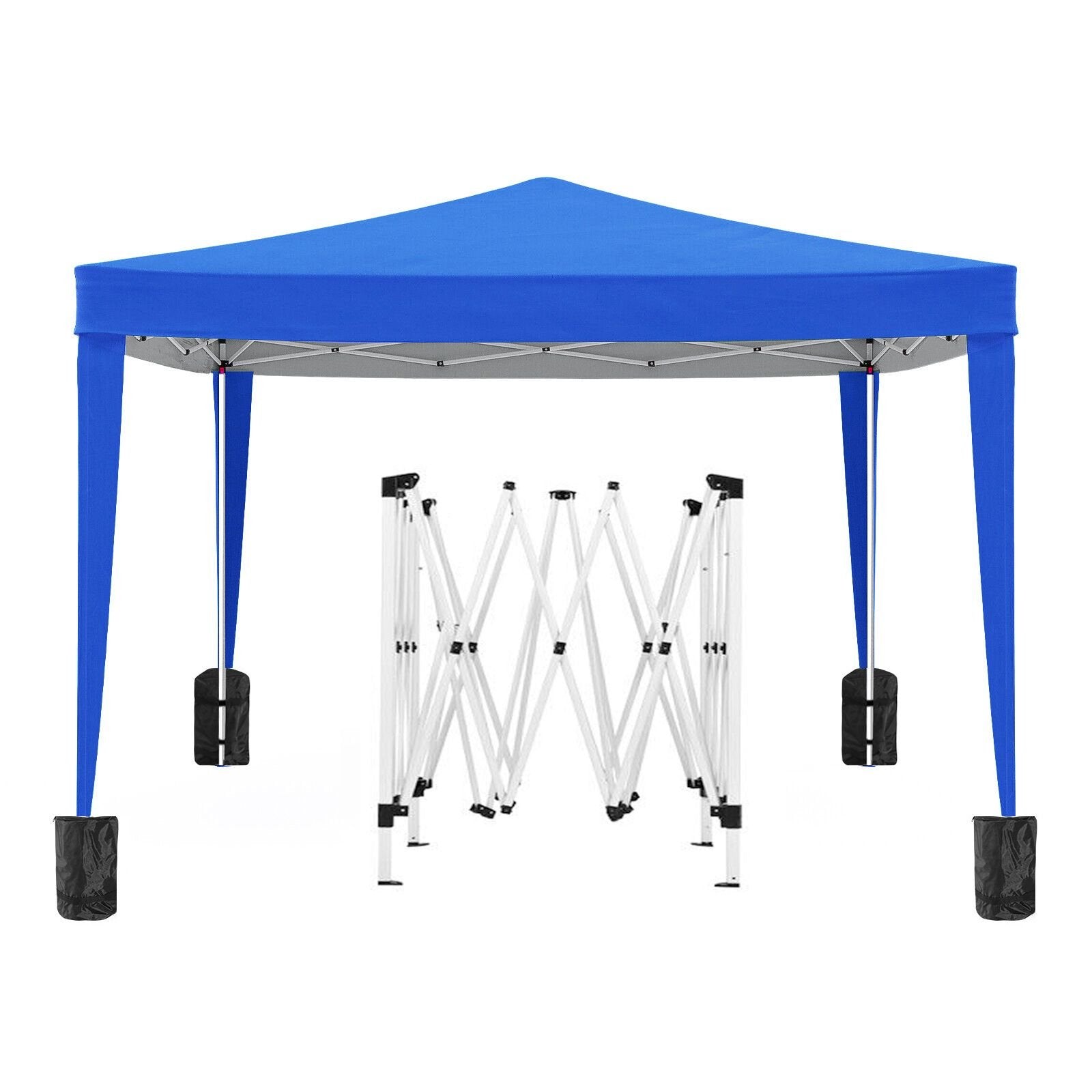 10'x10' EZ Pop Up Canopy with 4 Removable Sidewalls, Carry Bag & Weight Bags