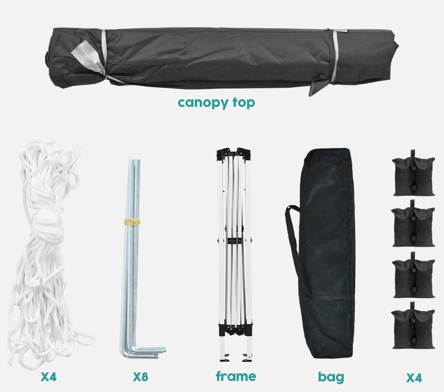 10'x10' EZ Pop Up Canopy with 4 Removable Sidewalls, Carry Bag & Weight Bags
