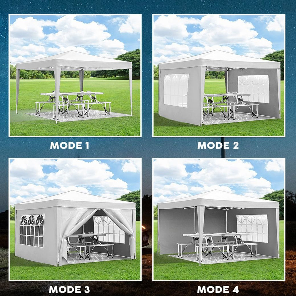 10'x10' EZ Pop Up Canopy with 4 Removable Sidewalls, Carry Bag & Weight Bags